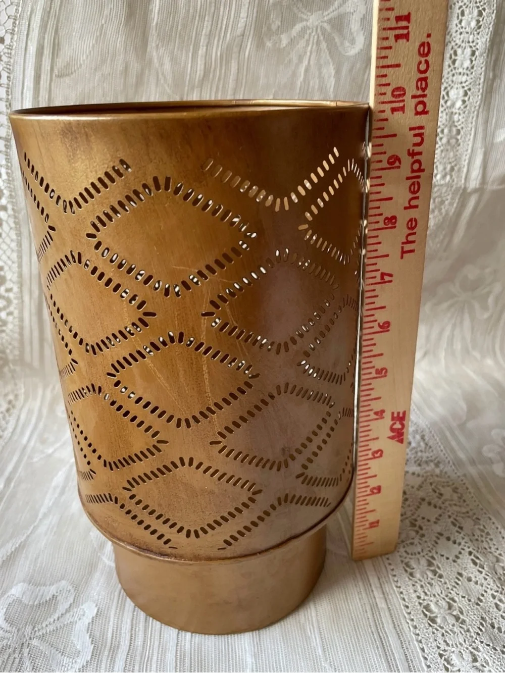Foreside Home & Garden Jerome Pierced Brass Candle Holder 10